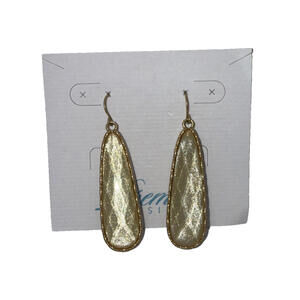Premier Designs Teardrop Gold Tone Earrings Acrylic Faceted Stone Gold Shimmer